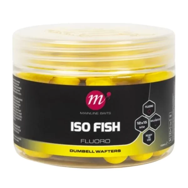 Mainline ISO Fish Fluoro Dumbell Wafters Yellow 12 x 15mm